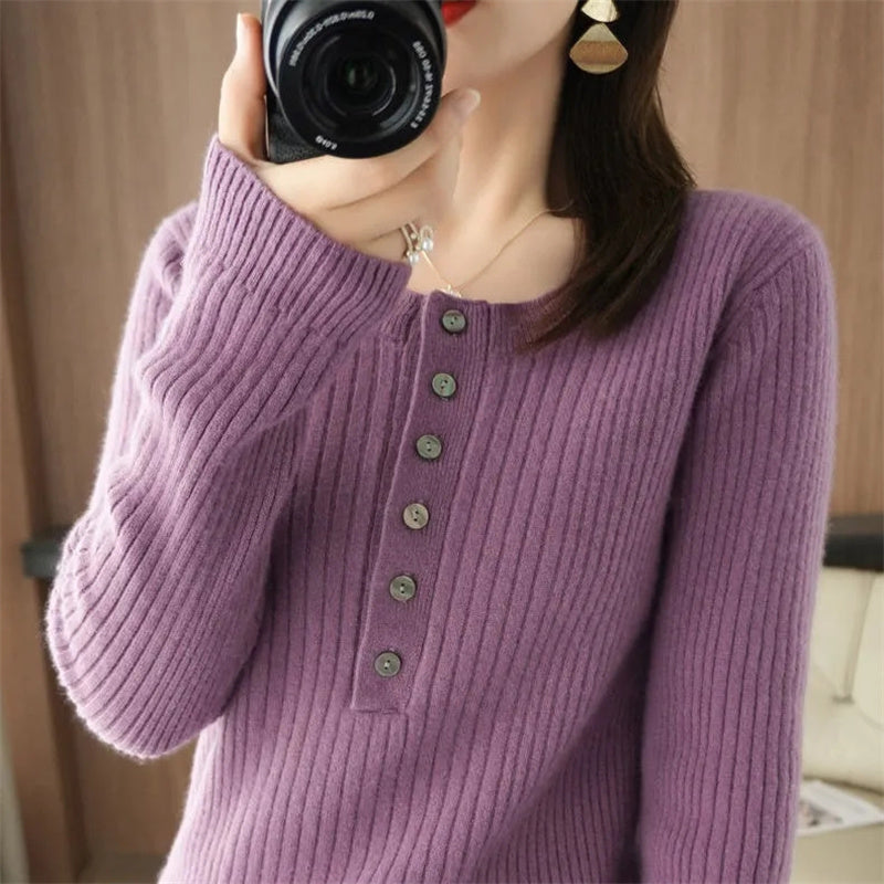 Autumn Winter Women Sweater O-neck Warm Pullovers Korean Long Sleeve Basic Tops Slim Fit Bottoming Shirt High Strecth Jumpers