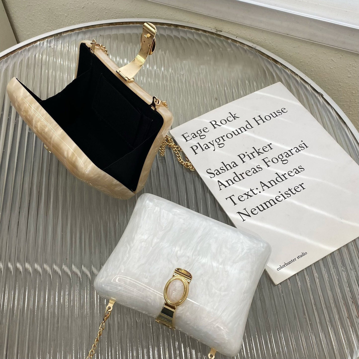 Fashion Acrylic Evening Bag Champagne Cltuch Bags Crossbody Prom Women Luxury Pearl White Wedding Party Day Bag