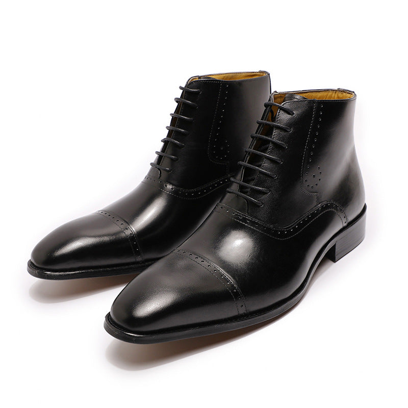 Large Size Lace-up Martin Boots Leather Men's Shoes
