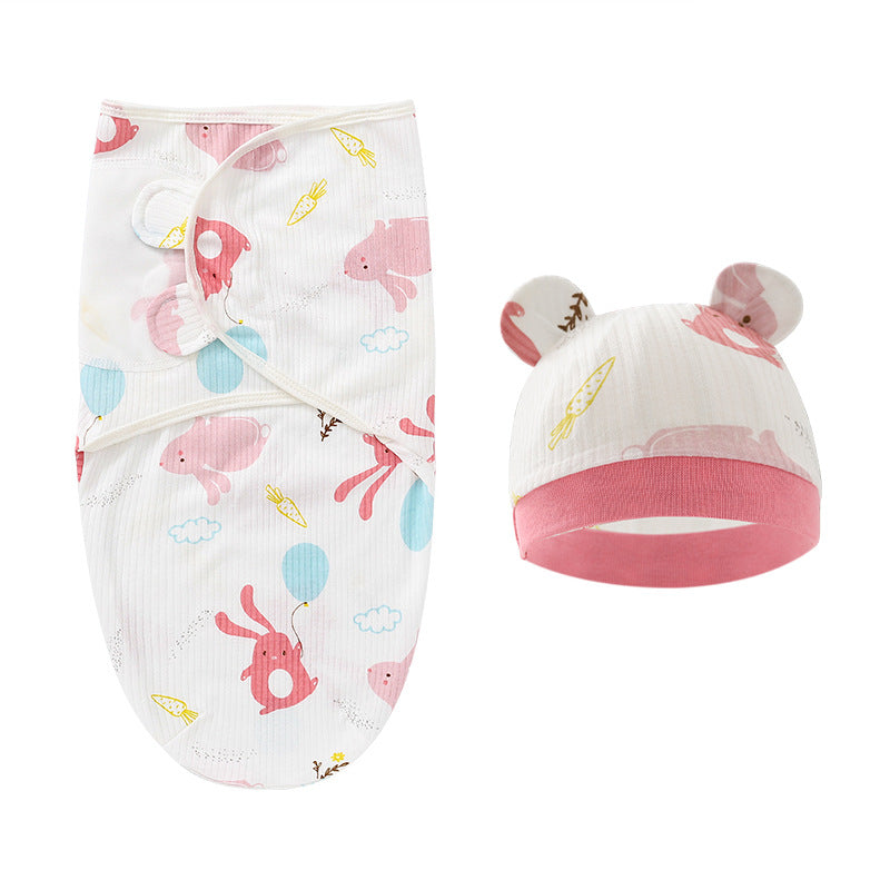 0-6 months baby swaddling cotton sleeping bag blanket wrap cap set baby adjustable newborn sleeping bag muslin blanket