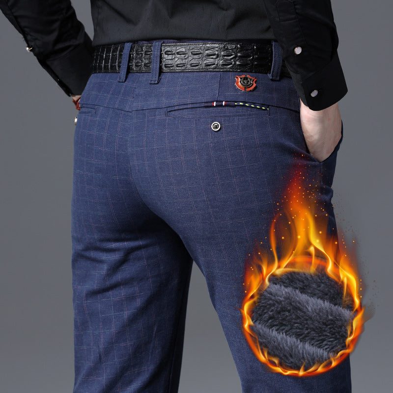 Plush check track pants