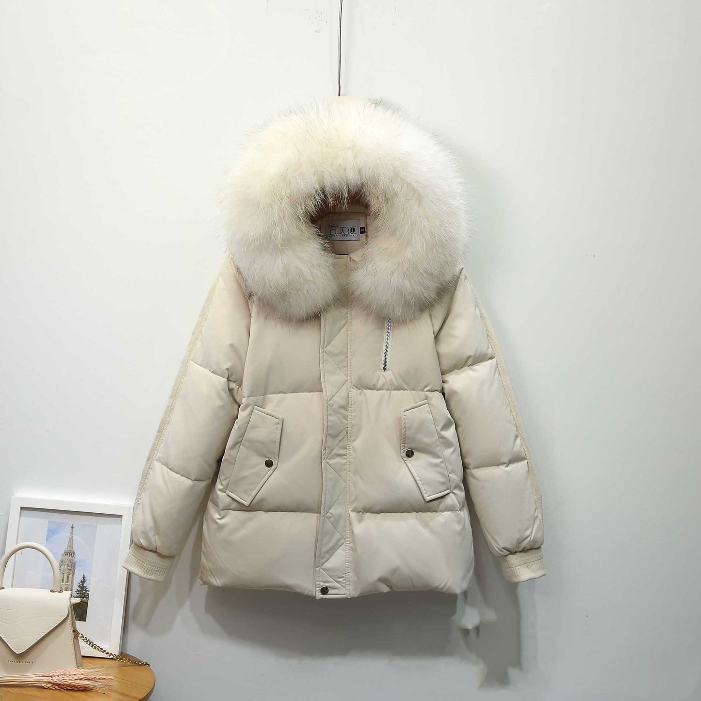 Down Jacket Women's Short Style Show Thin Big Hair Collar Coat Women