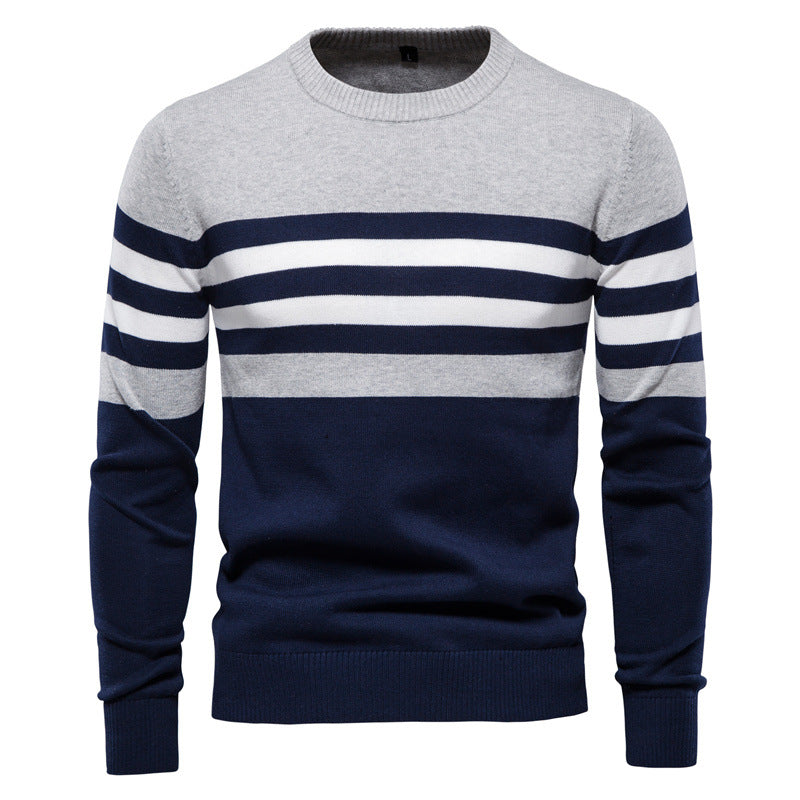 Sweater Men Pullover Cotton Striped Sweaters Male Autumn Winter Fashion Jersey Mens Sweaters Basic Boy Jumpers Plus Size 5XL