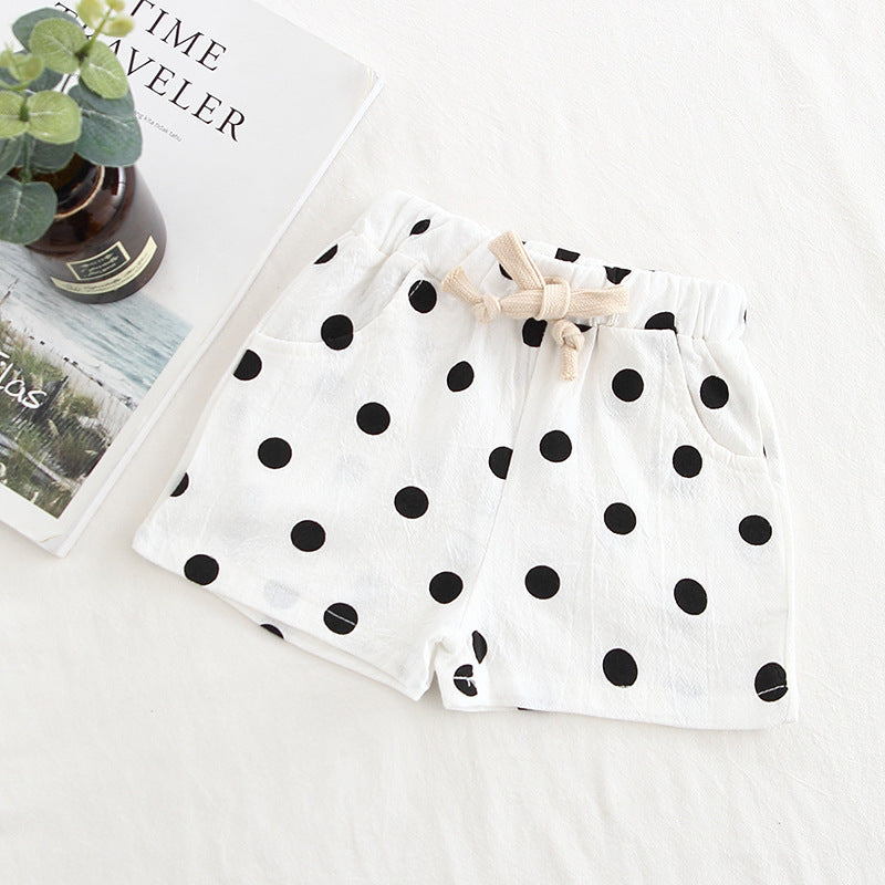 Summer New Children's Multi-color Cotton Dot Pants Boys And Girls Baby Cotton And Linen Shorts Trendy Suitable for 0-2 Years Old