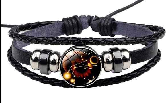Twelve Constellations Bracelet for Men and Women Jewelry Handrope Chaozhou Nocturnal Personality Hand String for Couple''s Bracelet Birthday Gift
