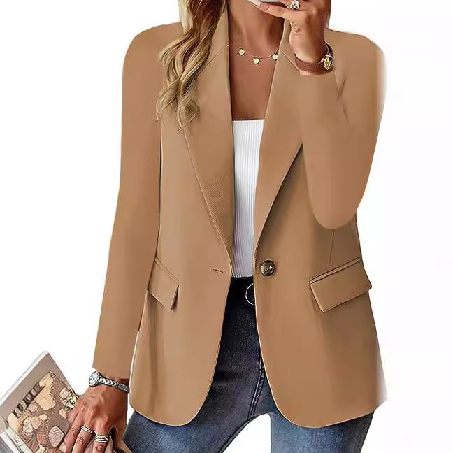autumn long sleeve solid color cardigan small suit jacket for women