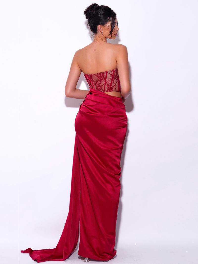 Black Red Color Women Sexy Lace Satin Off the Shoulder Bodycon Long Dress High Split Elegant Evening Party Dress Wholesale