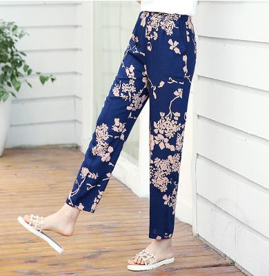 2020 summer new thin elastic waist middle-aged nine large size loose high waist mother casual pants female harem pants