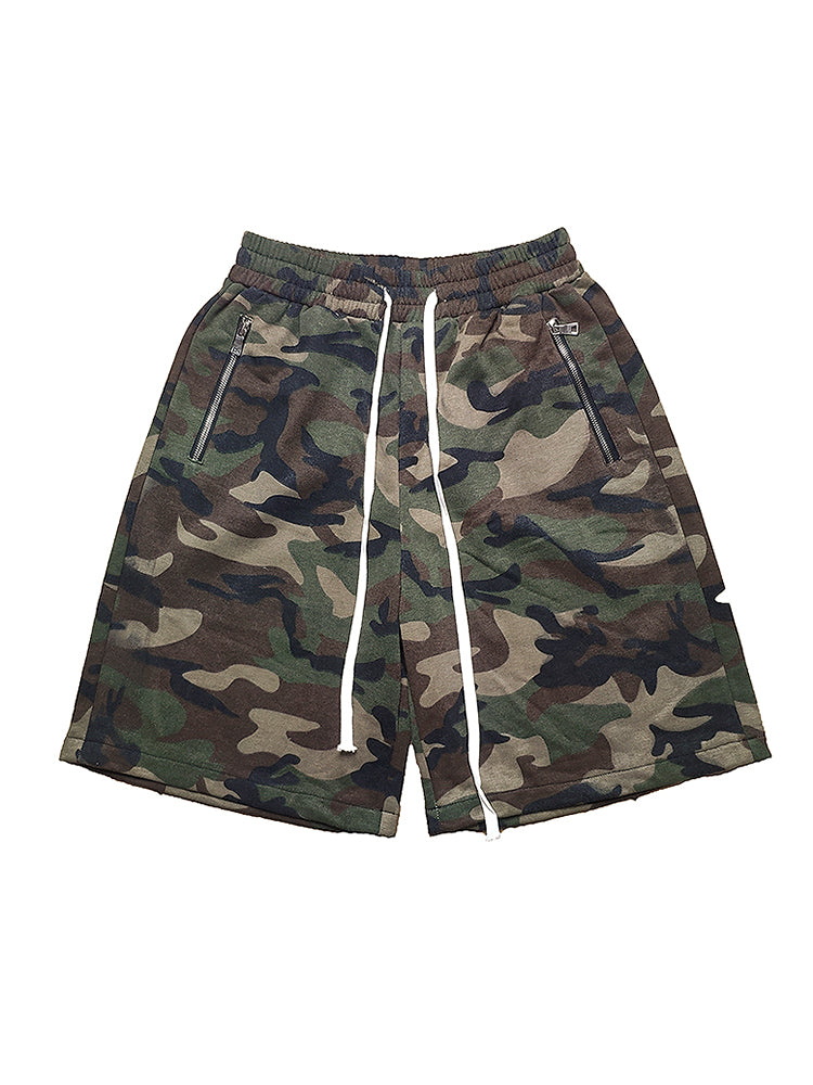 Distressed Camouflage Loose Drawstring Trousers