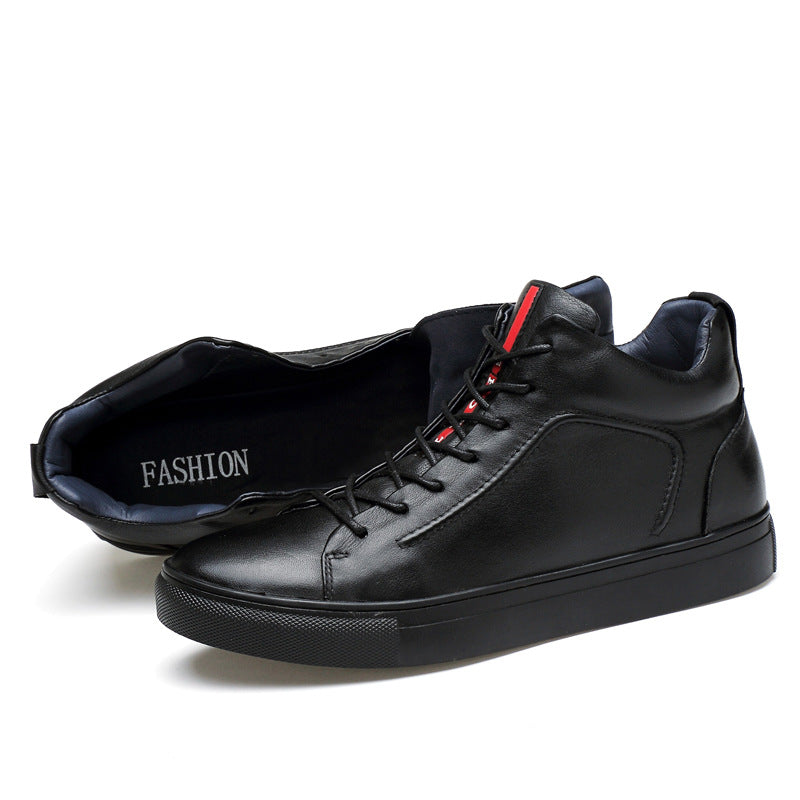 Winter new men's shoes leather high-top snow boots outdoor leisure plus velvet men's shoes