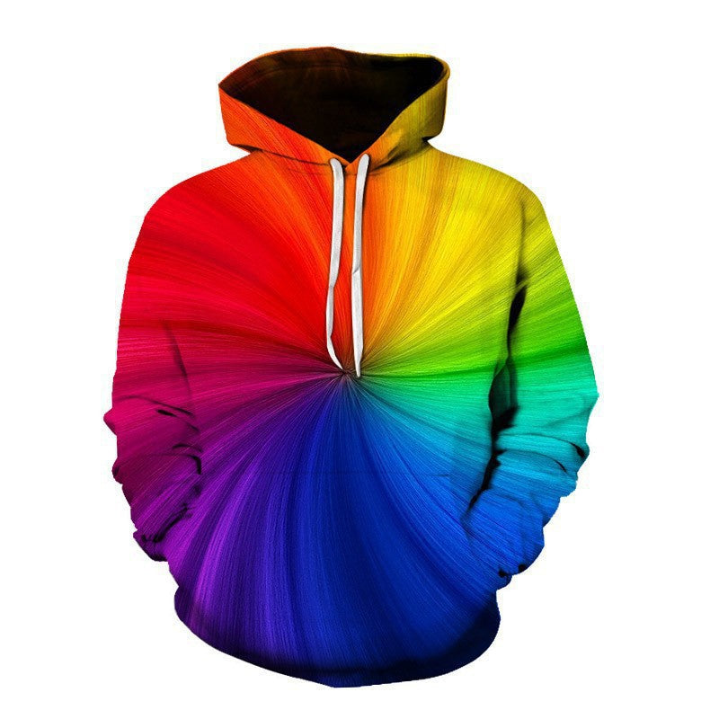 Men's color printed pullover sweatshirt cross-border foreign trade graffiti 3D digital printing trendy men's hooded sweatshirt