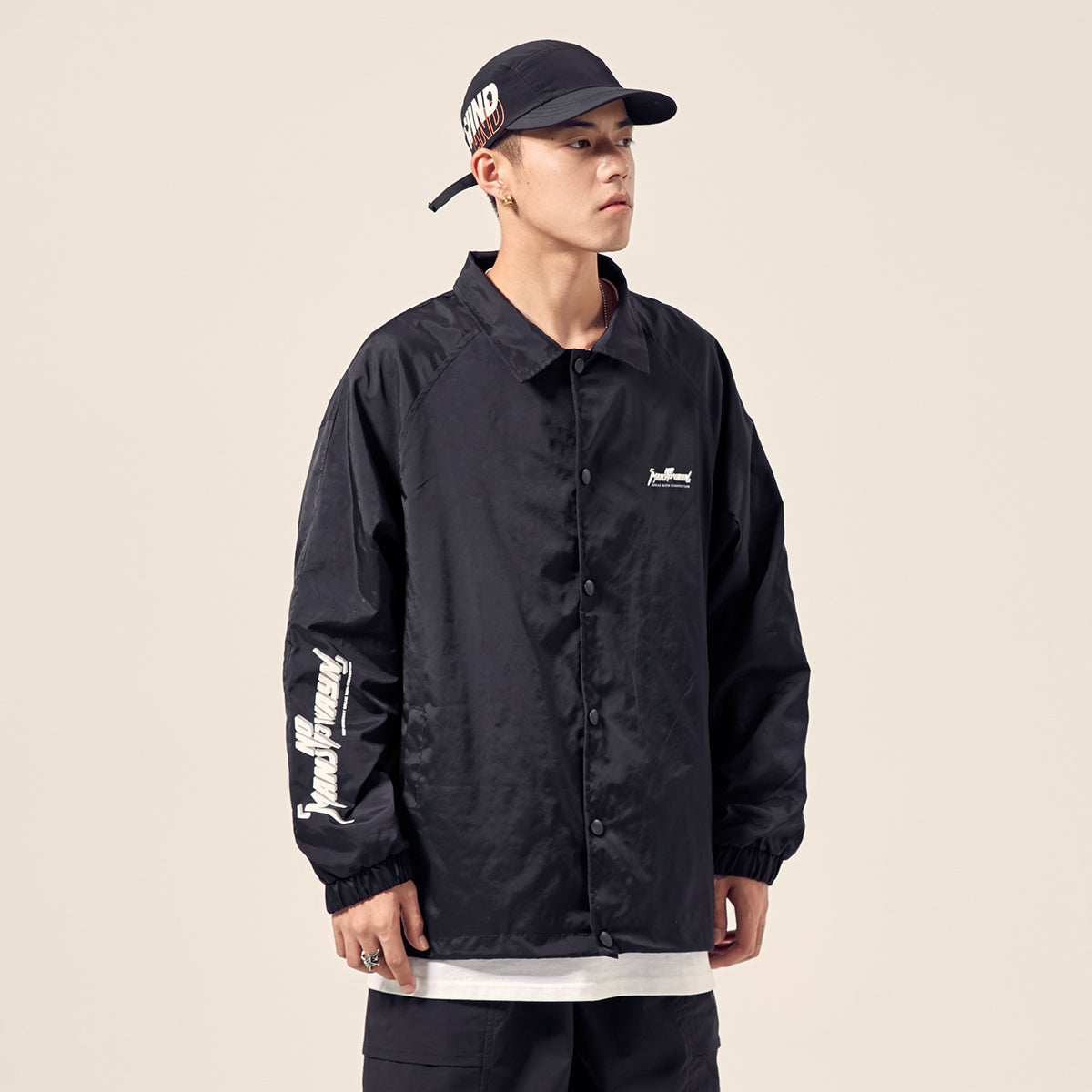 Men's cuff letter print jacket