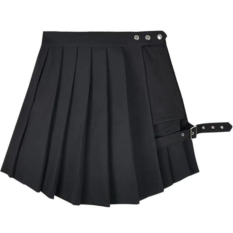 Punk Style Dark Pleated Shorts Skirt Women's Large Size Irregular