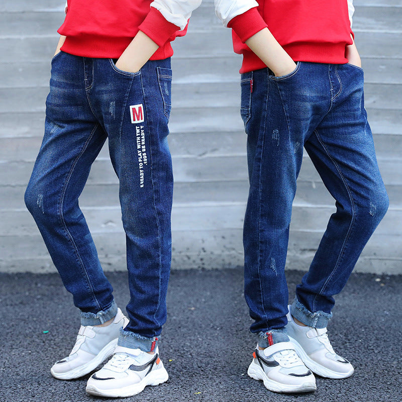 Boys' denim trousers, new style, big children's trousers, spring and autumn children's trousers