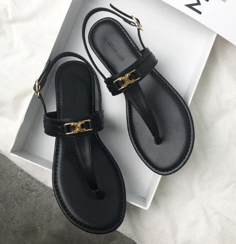 Summer New Products MD Womens Shoes Casual One-word Buckle Flat Flip-flop Sandals