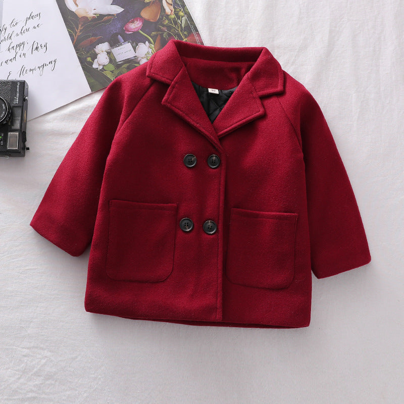 Autumn Winter Boys' Solid Plaid Coat