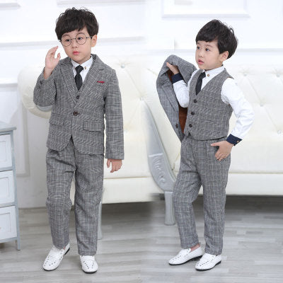 Children dress suit men's suits, three sets of 2020 children with velvet suit winter flower wedding dress.