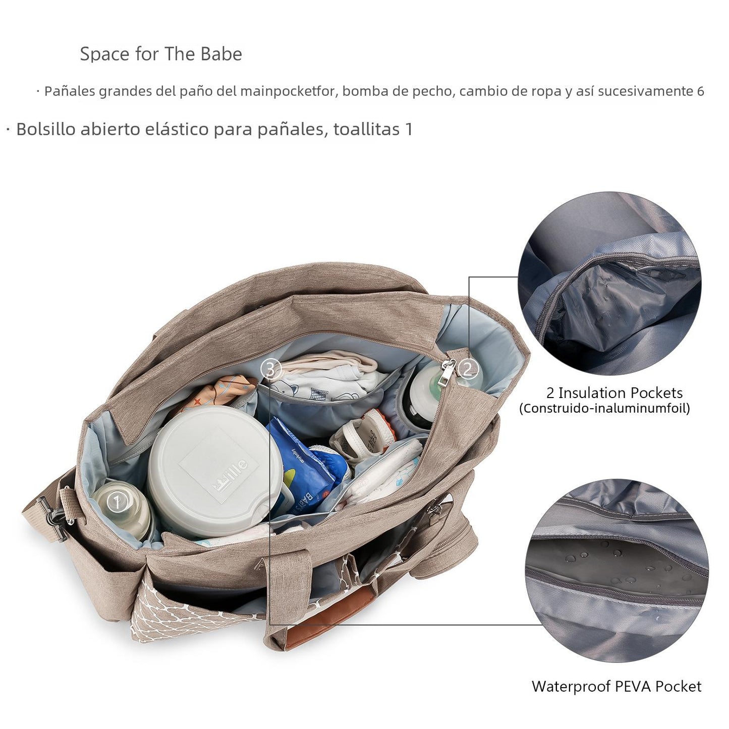 New portable single shoulder mummy bag printed geometric with pacifier package mother and baby travel outdoor mother bag