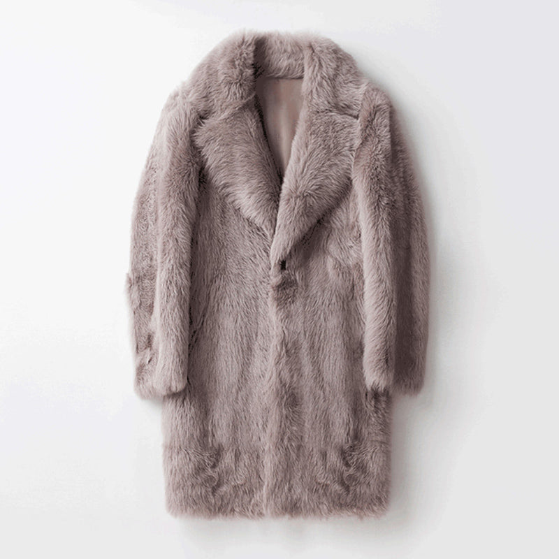 Men's fur wool coat autumn and winter new imitation fox fur coat fur winter warm leisure windbreaker large size