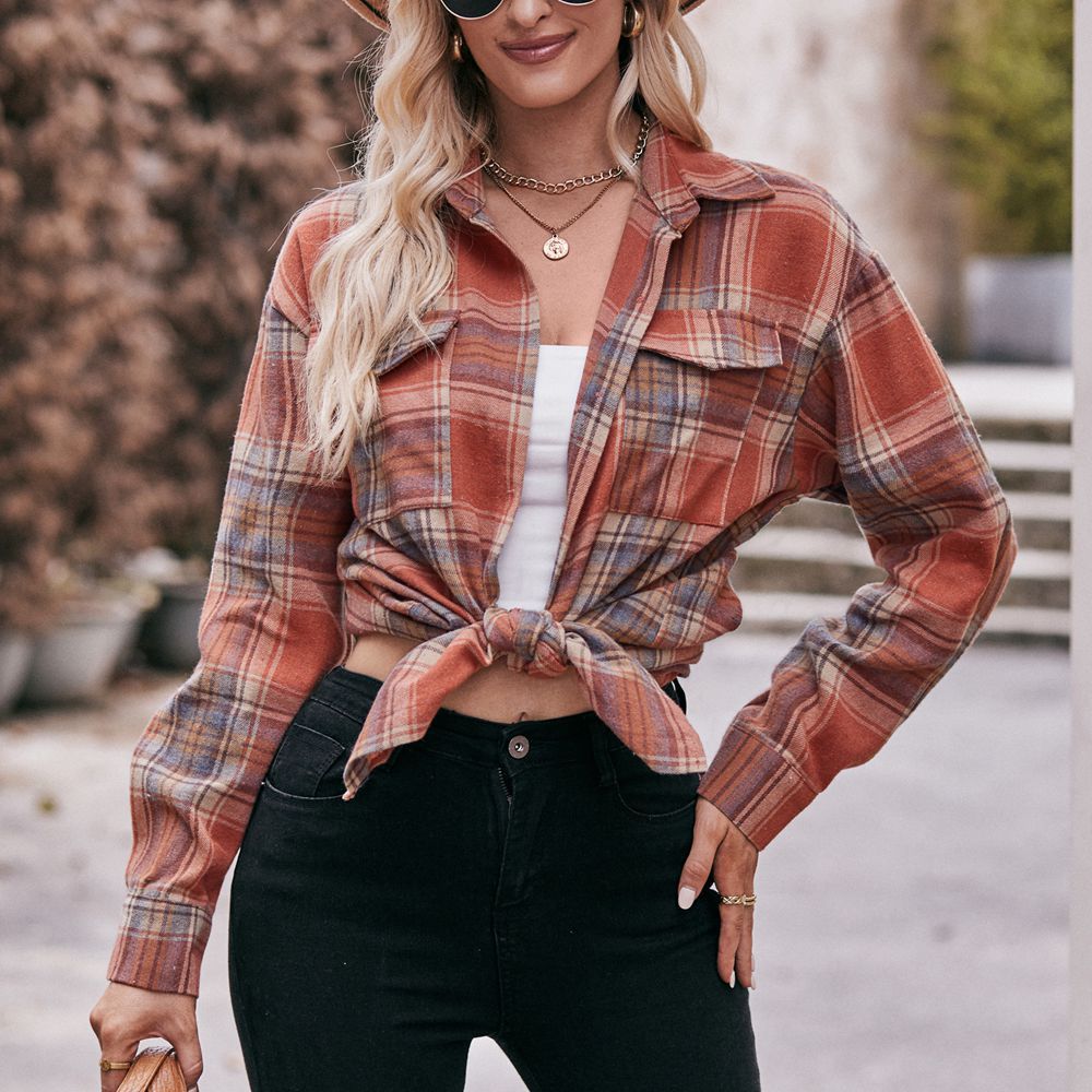 Women's Autumn and Winter New Cross-border European and American Casual Fashion Oversize Loose Plaid Shirt