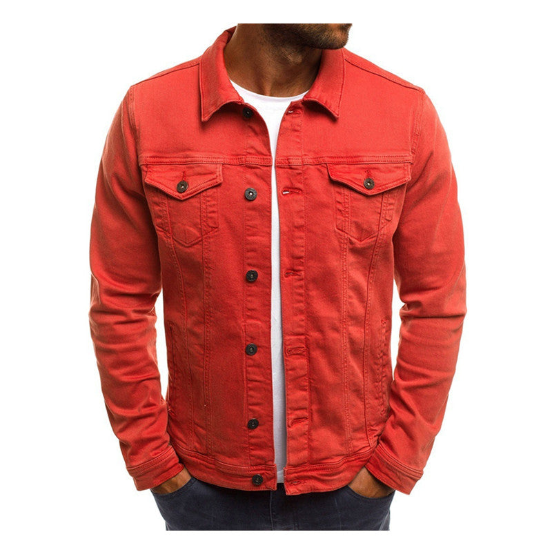 ZOGAA Autumn and Winter New Pure Color Cowboy Simple Men's Leisure Short Denim Jacket