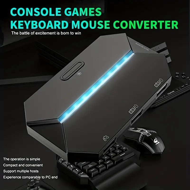 G6L RGB Backlit Gaming Controller Converter, Type-C USB Keyboard and Mouse LED Adapter/Converter for PS4/Xbox One/Xbox 360/Nintendo Switch/PS3