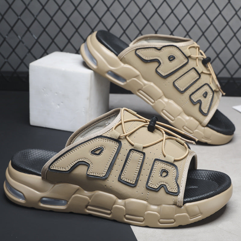 Summer new PU air cushion slippers slip-on men's shoes outdoor slip-on casual Korean style beach shoes cross-border plus size