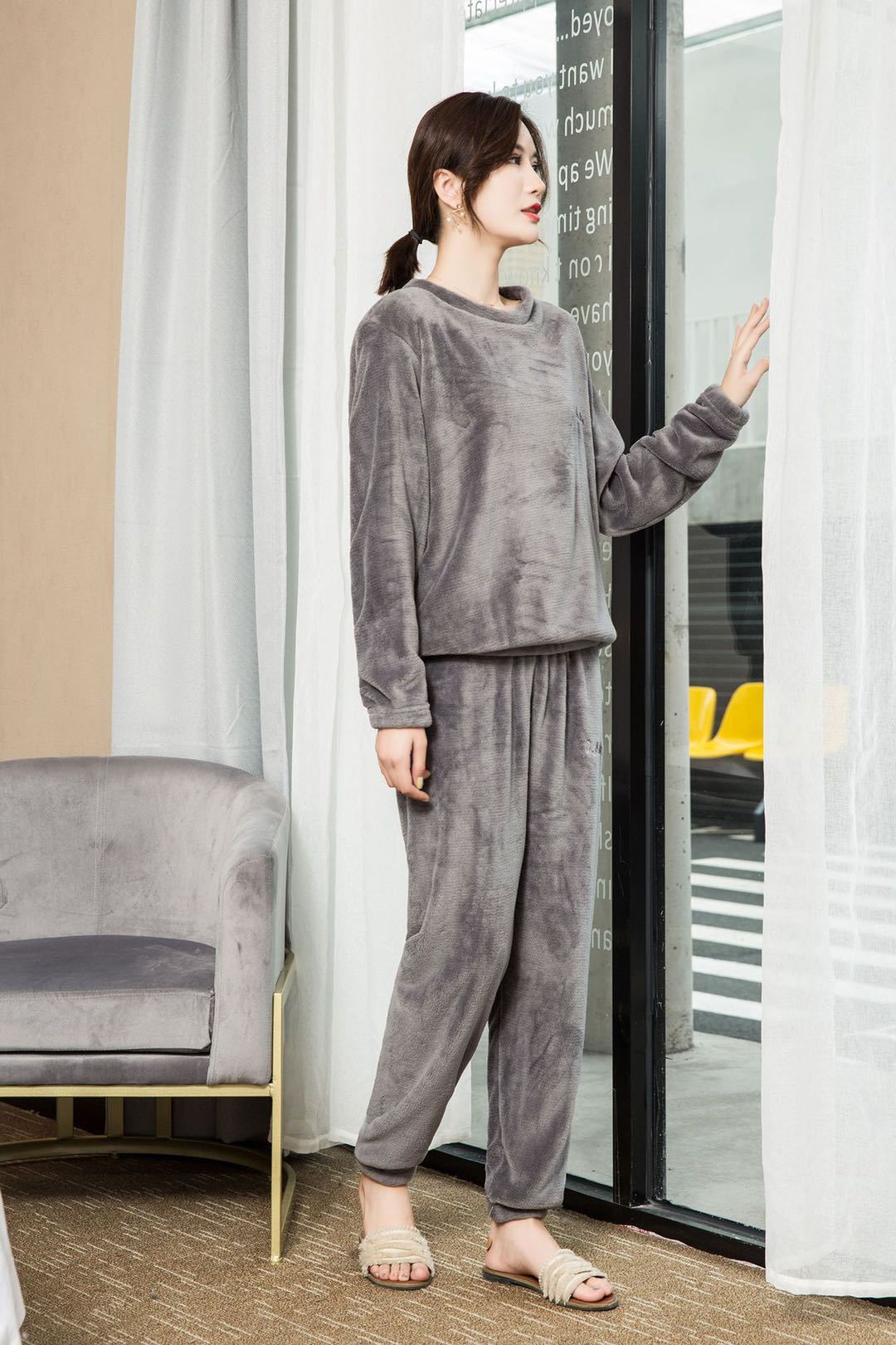 Wear Coral Fleece All-Match Loose Lazy Suit