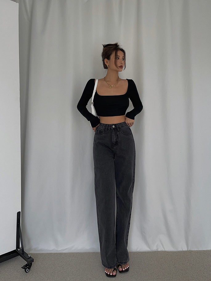 Fall New Women's High Waist Mopping Drape Jeans