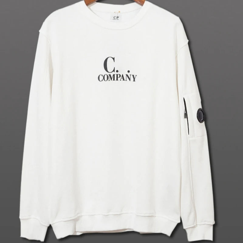 Trendy brand unisex lens splicing round neck pullover sweater men's loose hip-hop tops letters long-sleeved boutique pullover