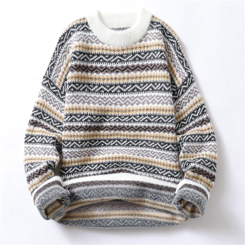Autumn And Winter Mink Velvet Sweater Men's Knit Sweater Plus Velvet Thick Winter Coat Warm Line