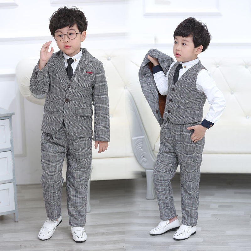 Children dress suit men's suits, three sets of 2020 children with velvet suit winter flower wedding dress.