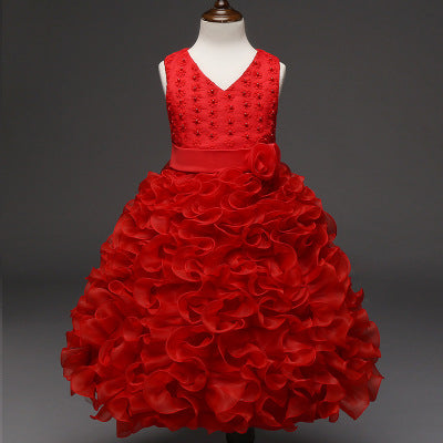 Flower girl dress skirt embroidered princess dress sleeveless dress wedding dress skirt