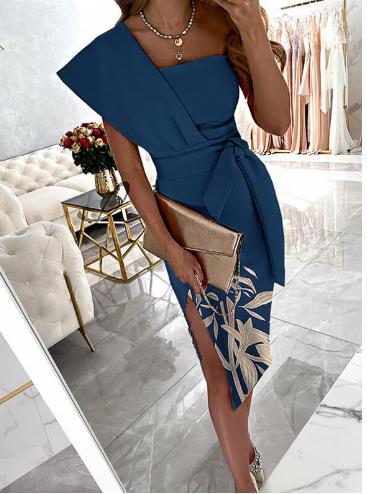 Wrapped chest dress evening dress