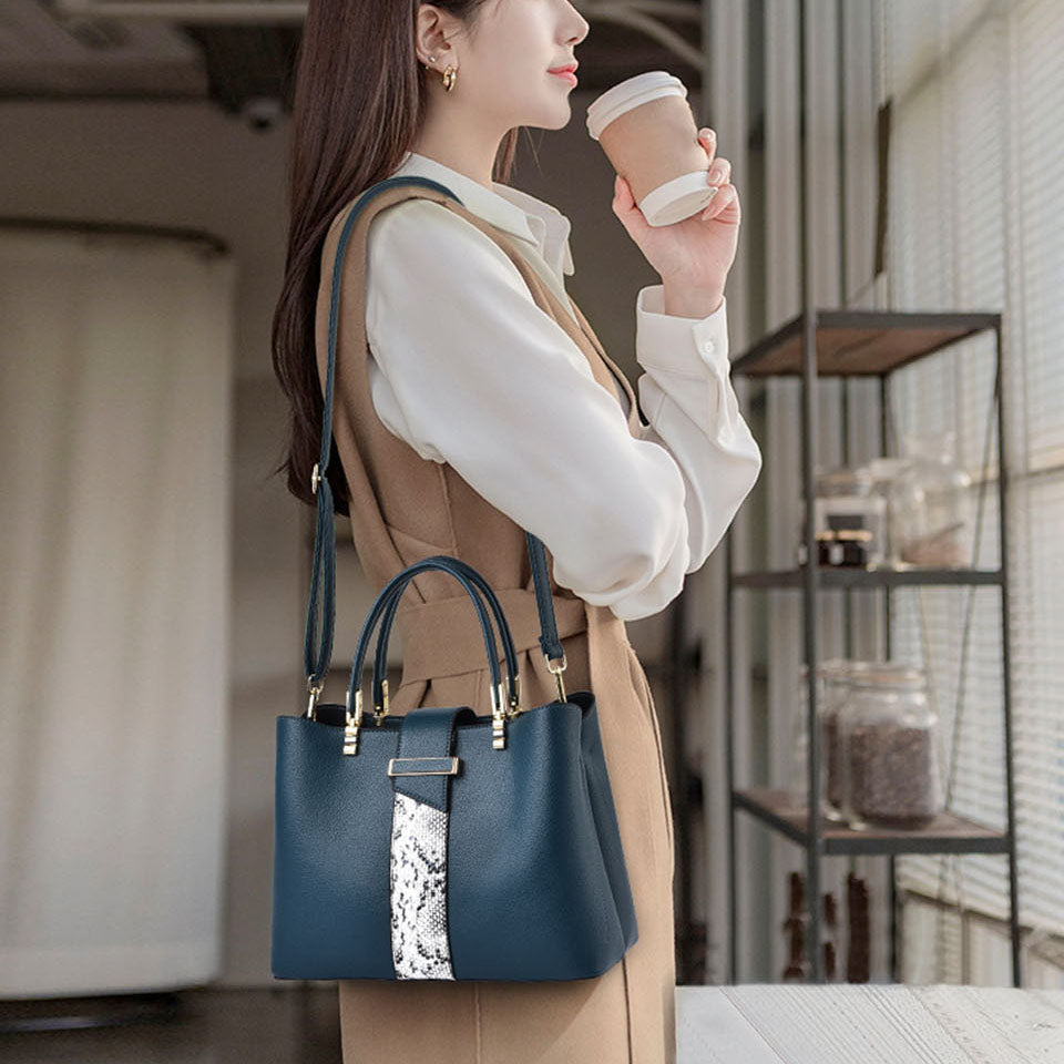 Luxury Snake Grain Leather Handbags Women Fashion Designer Large Capacity Tote Crossbody Shoulder Bag Female Top Handle Torebka