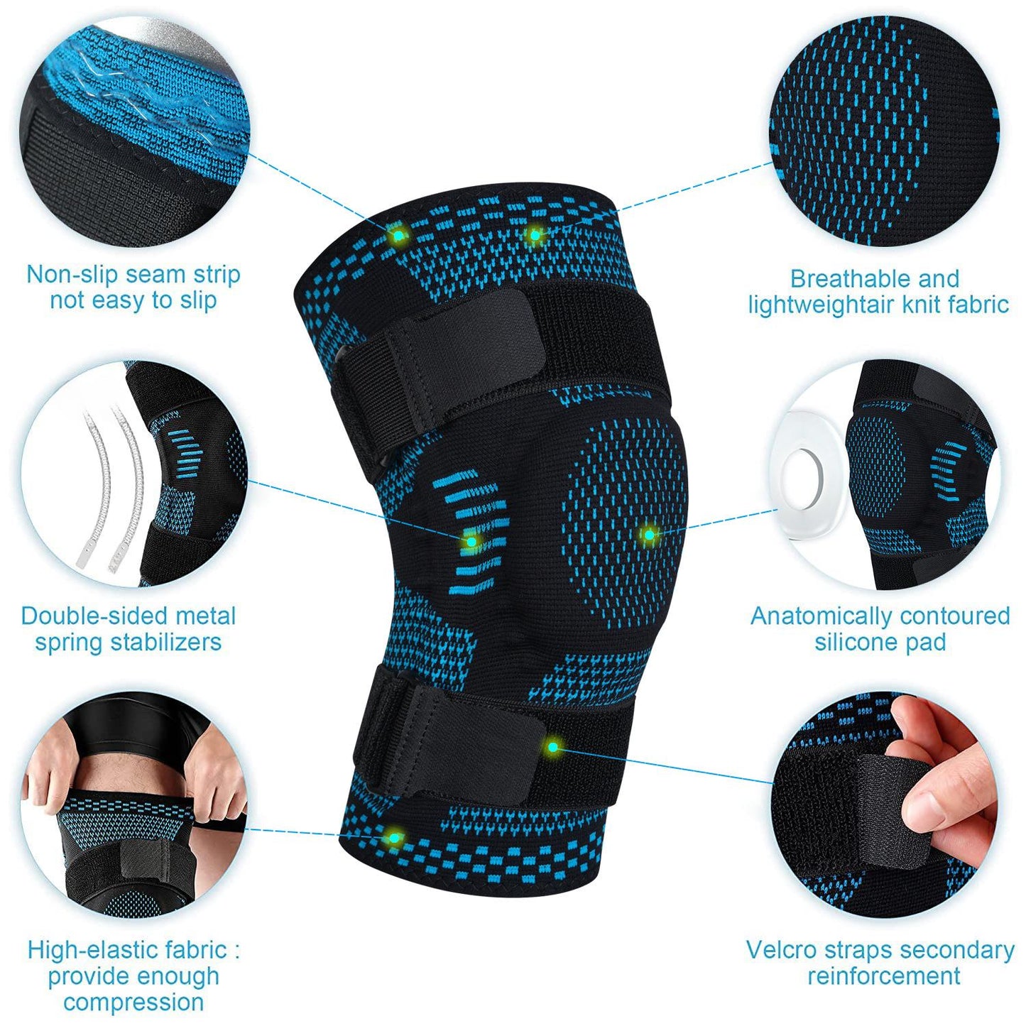 Sports Knee Protection Men's Knee Silicone Protection Running Fitness Basketball Skipping Knee Protection Warm Leg Protection Patella Belt Customization