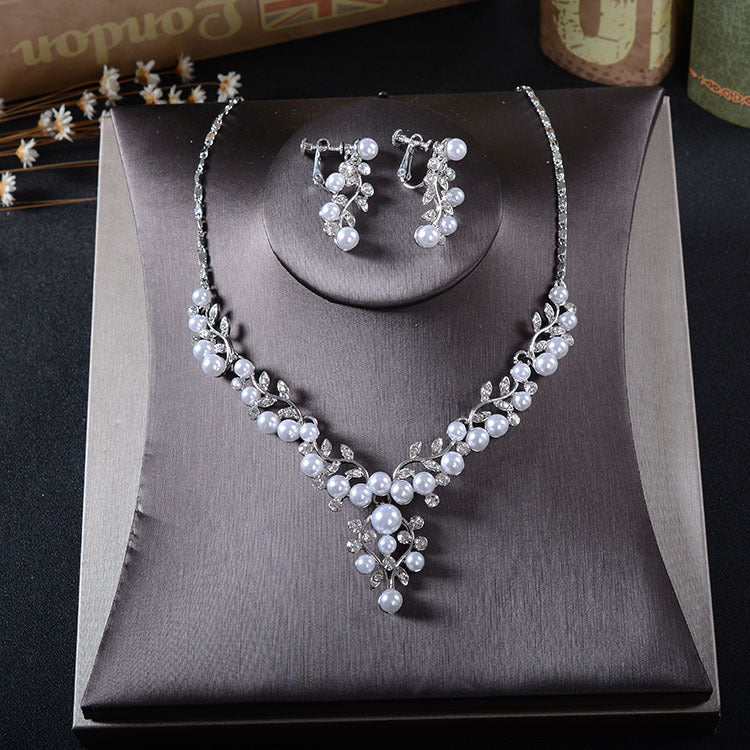 TL210 bridal jewelry, Korean Earring Necklace, two sets wedding, birthday banquet, wedding dress, accessories
