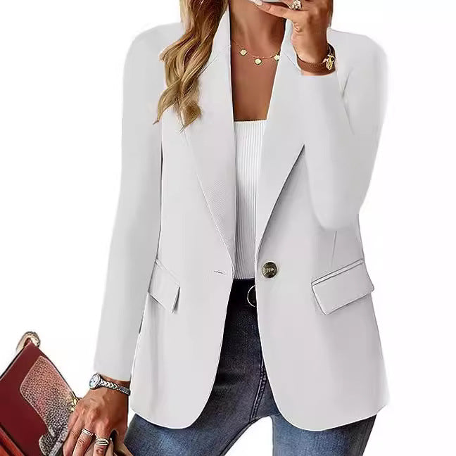 autumn long sleeve solid color cardigan small suit jacket for women