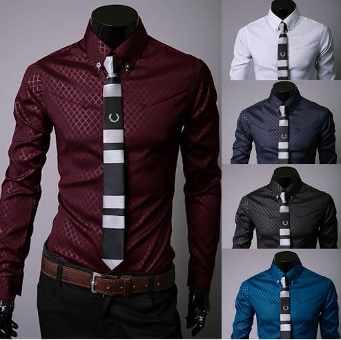 Large size men's new dark plaid casual men's long-sleeved shirt