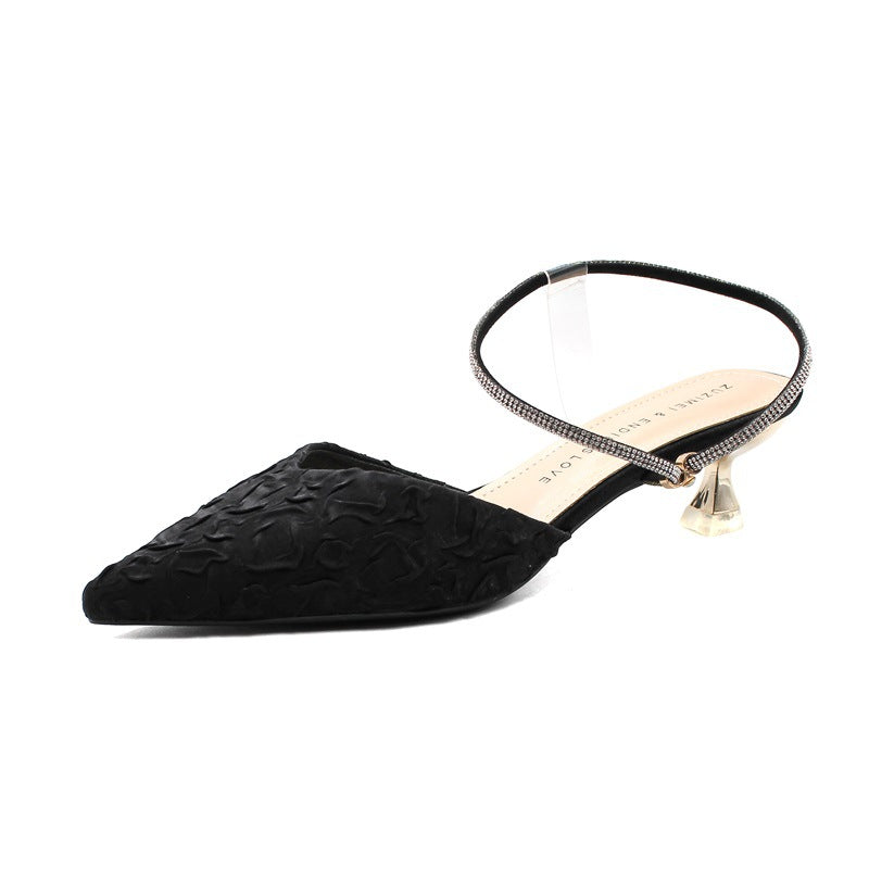 Women's Shoes High Heel Slippers New Simple Light Luxury All-match High Heels Women's Elegant Fashion Pointed Toe Baotou Thin Heel Strap