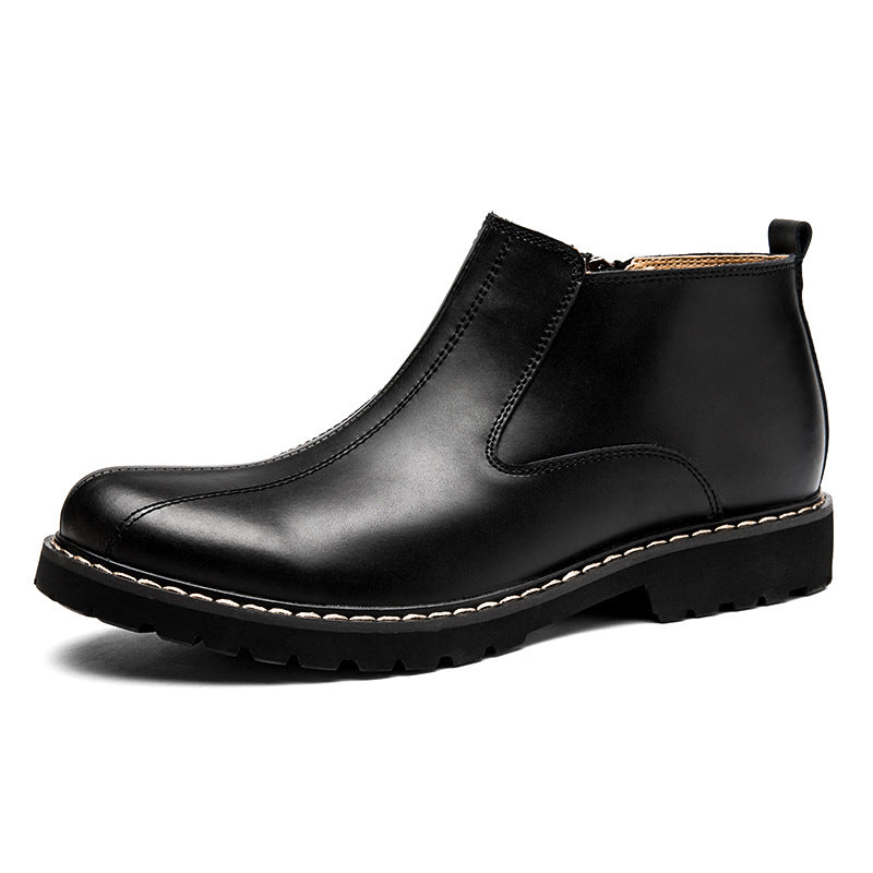 2020 New Winter Boots Leather Mens Martin retro round boots fashion leather shoes boots youth