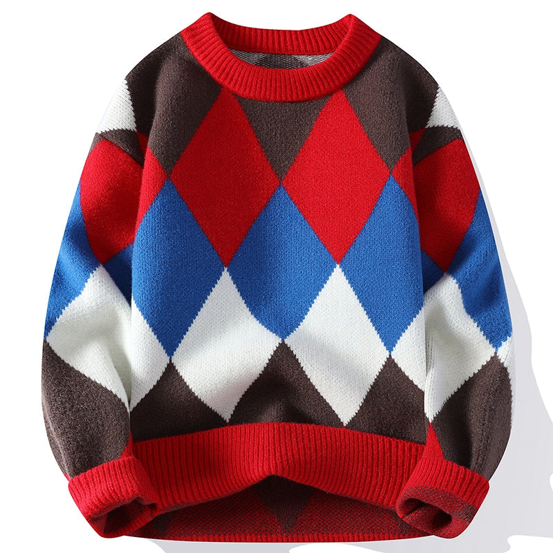 Harajuku Men's Sports style wool sweater, Men's knit jumper, Hot men's Argyle sweater, high quality fashion, new, Autumn/Winter