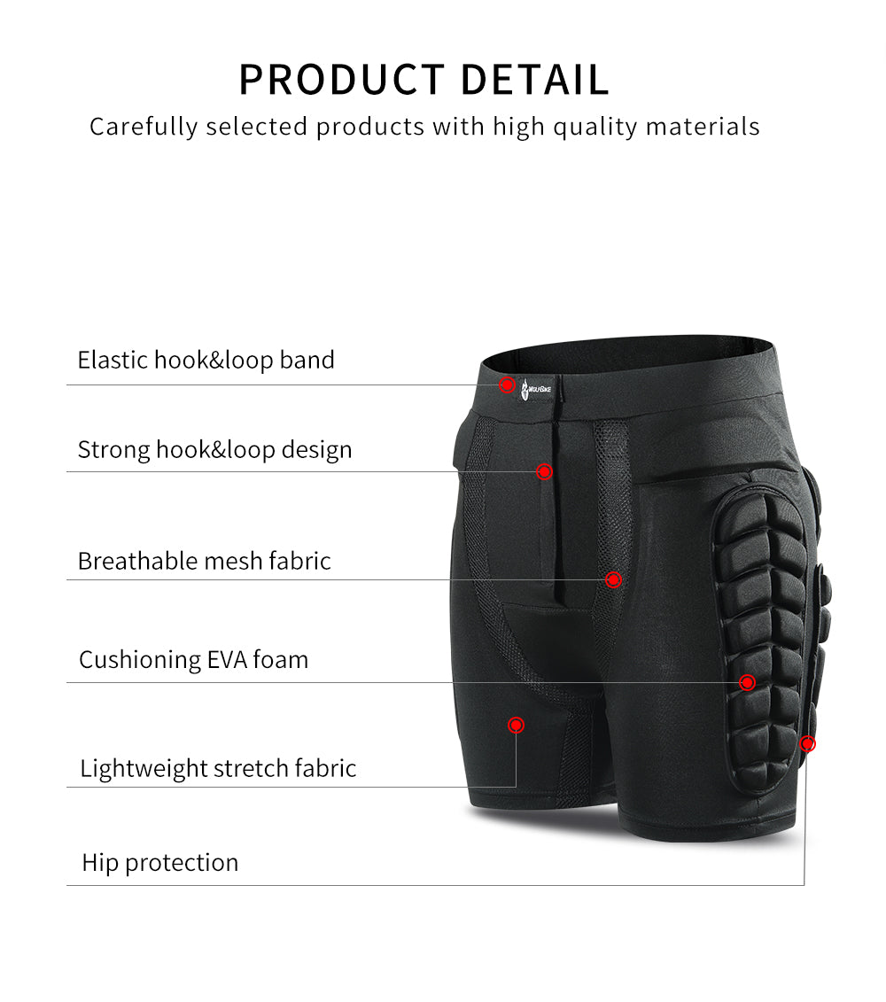 WOSAWE Padded Motorcycle Shorts Outdoor Sports Skiing Shorts Hip Pad Protector Armor Ski