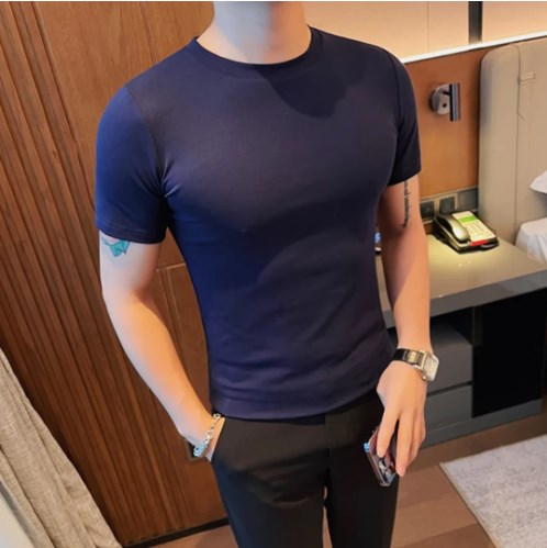 Plain Men Basic Round Neck Shirt