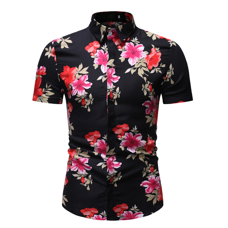 Casual short sleeve flower shirt