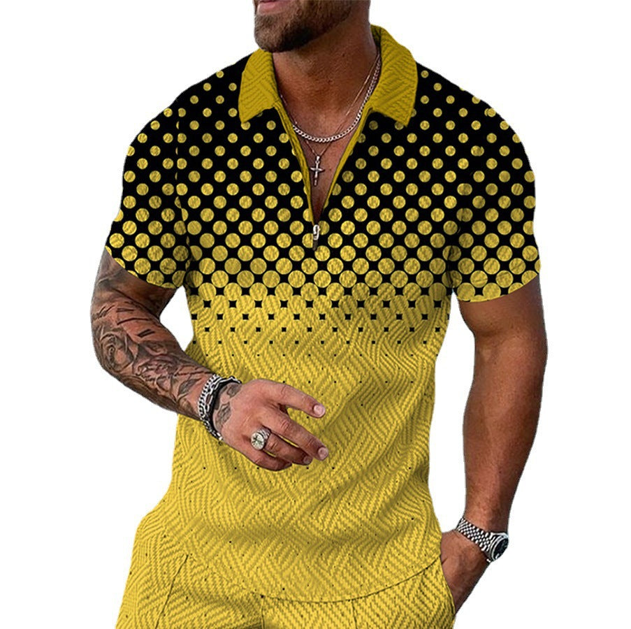 2022 cross-border supply independent station high quality in stock 3D zipper lapel short sleeve casual thin summer T-shirt