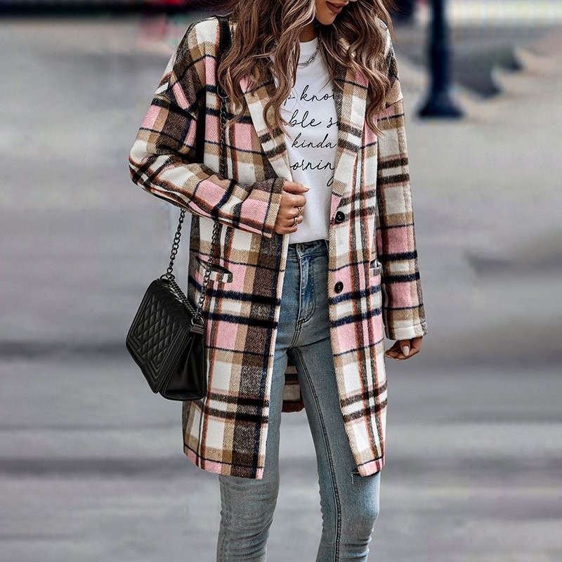 Autumn And Winter Long Single-breasted Lapel Shirt Coat Woolen Coat