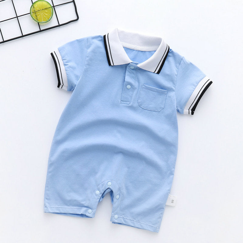 Infant and Toddler Shirt Spring and Summer One-piece Thin Section Male and Female Baby Short-sleeved Crawling Clothes Newborns Go Out Suitable for 0-1 Years Old