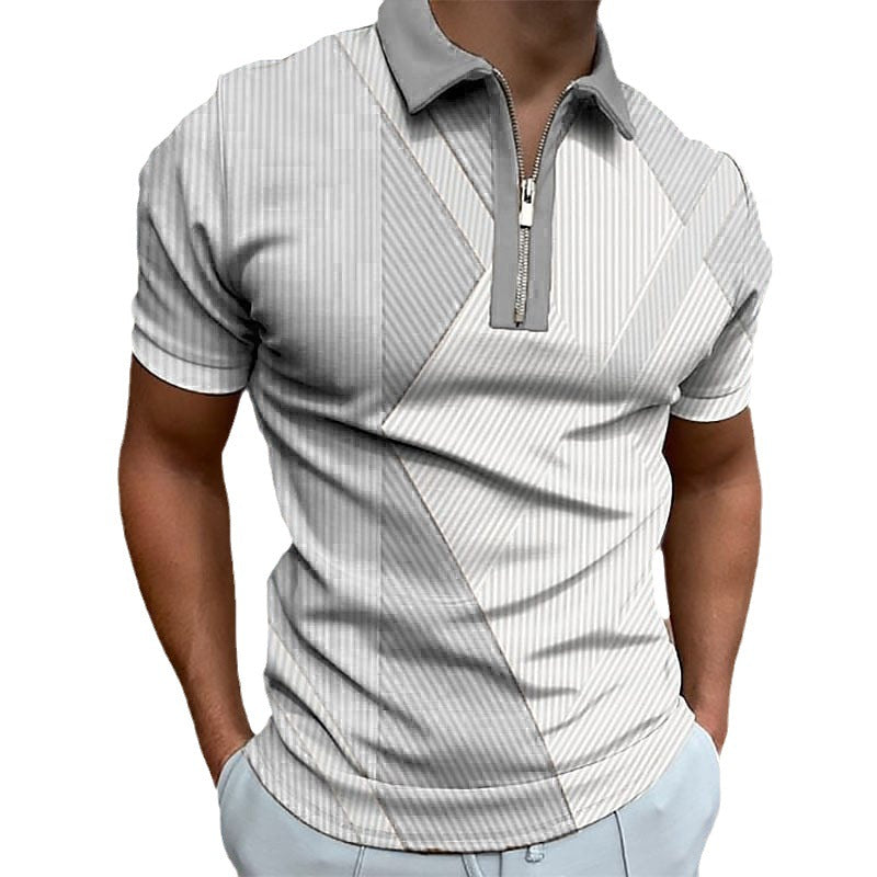 2023 Men's Zipper Polo Shirt Sports Outdoor Casual Short Sleeve Fashion Street Clothing Summer 3D Digital Printing