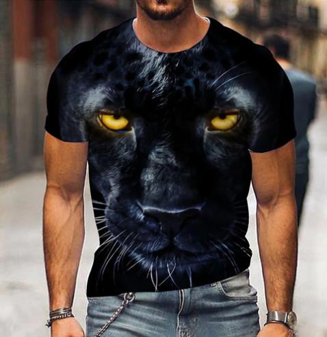 Summer Men's T-shirt Lion Pattern 3d Digital Printing Round Neck Short-sleeved T-shirt Hip-hop Casual Large Size